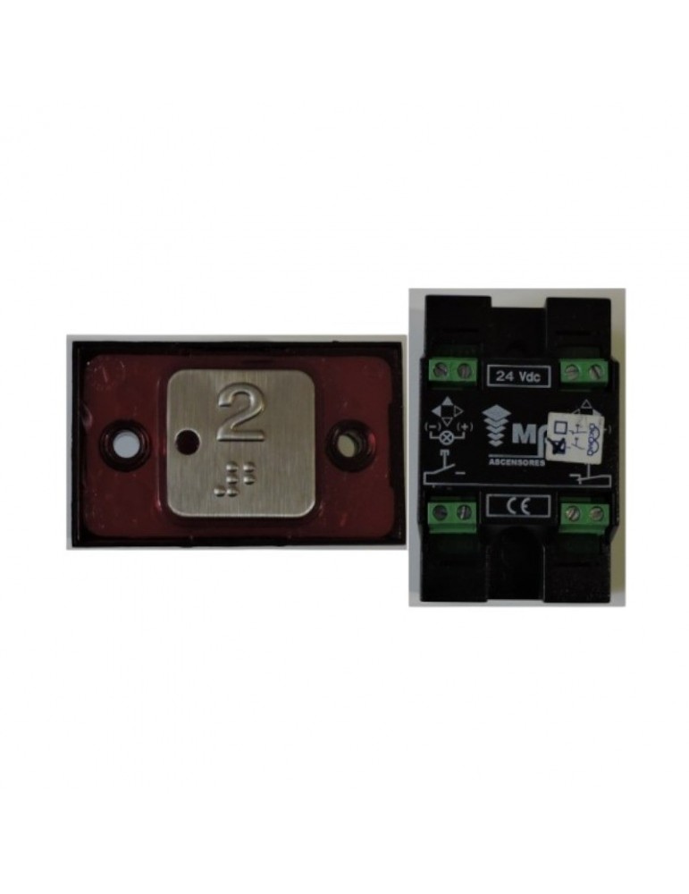 2172PTBPR224_2 PULSADOR MP COMPAC T BRAILLE PILOTO ROJO 2 CONTACTOS 24V "2"