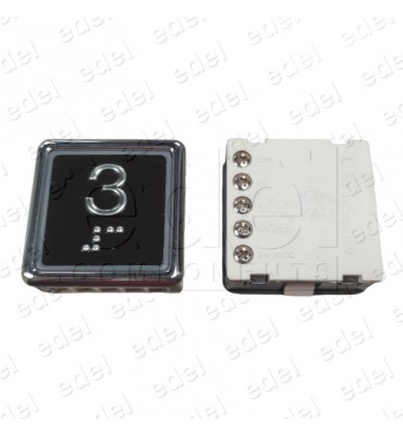 PULSADOR CMF STONE ANTIVANDÁLICO BLACK PLATE LED ROJO 3