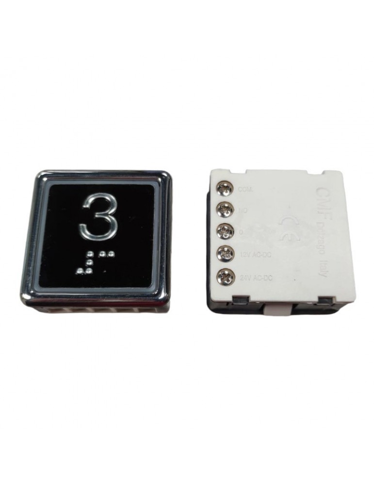 PULSADOR CMF STONE ANTIV. BLACK PLATE LED ROJO 3