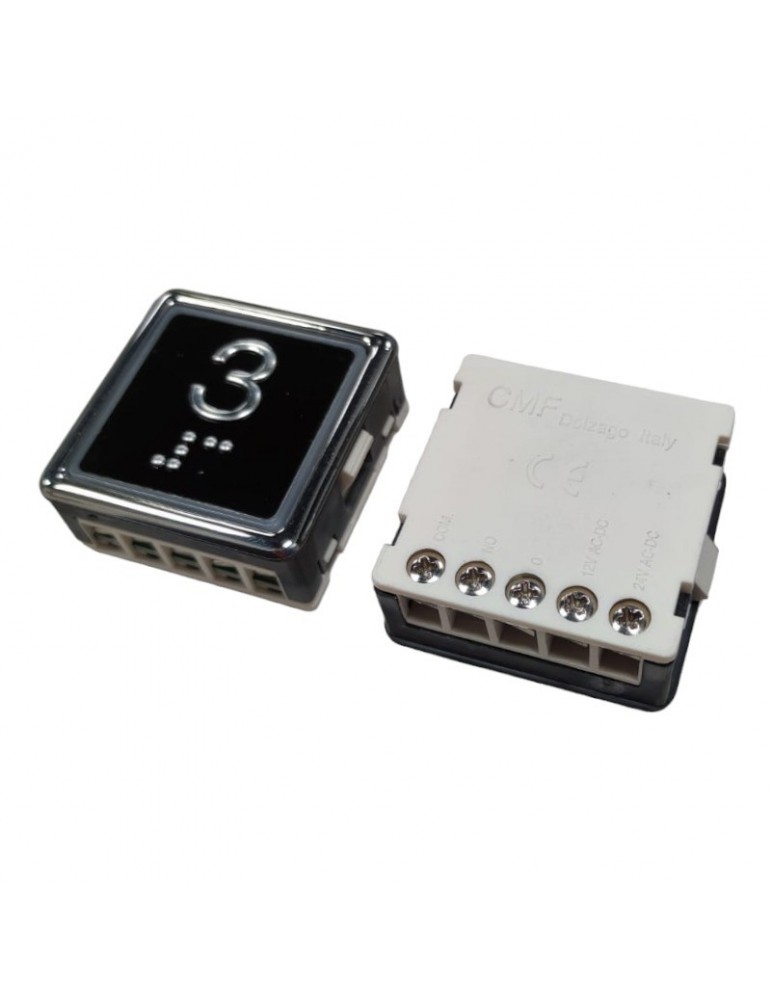 PULSADOR CMF STONE ANTIV. BLACK PLATE LED ROJO 3