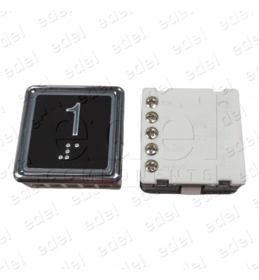 PULSADOR CMF STONE ANTIVANDÁLICO BLACK PLATE LED ROJO 1