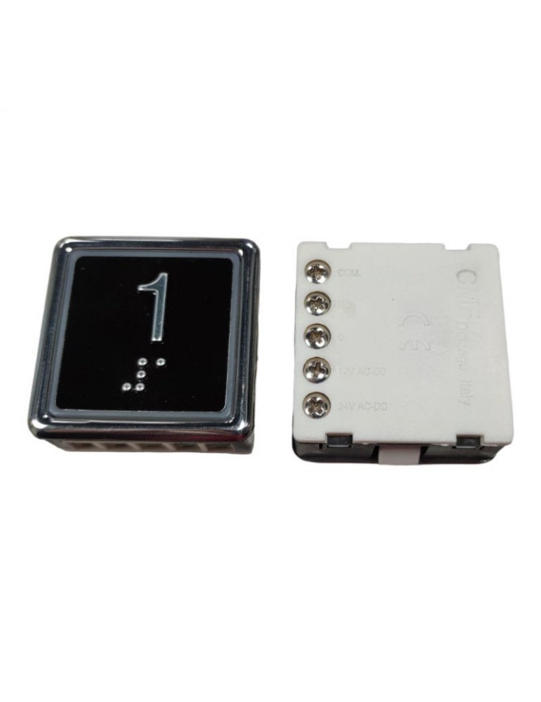 PULSADOR CMF STONE ANTIVANDÁLICO BLACK PLATE LED ROJO 1