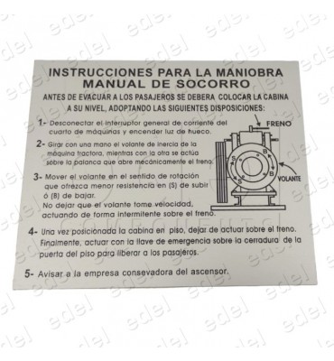 ROTULO DE INSTRUCCIONES AVERIA MANUAL SOCORRO
