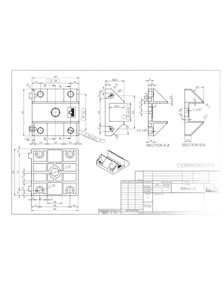 SOPORTE ALUMINIO MACLA 90X90 PARA FSUG IGCUL09IG