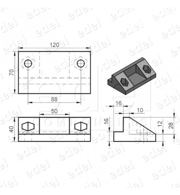 KGX0019VE CONJUNTO GUIA SOPORTE MACLA 120X70MM