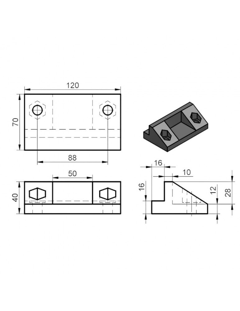 CONJUNTO GUIA SOPORTE MACLA 120X70MM