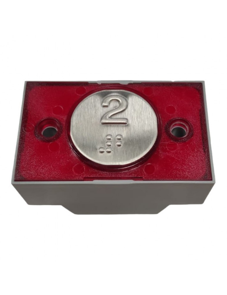 2172PVBCR124 PULSADOR COMPAC V REDONDO BRAILLE 1C CORONA 24V ROJO 2
