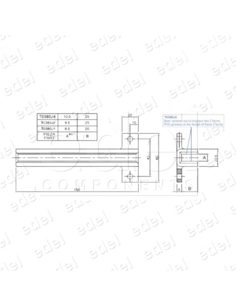 GUIADOR OTIS GUIA 10MM EN T (ORIGINAL)