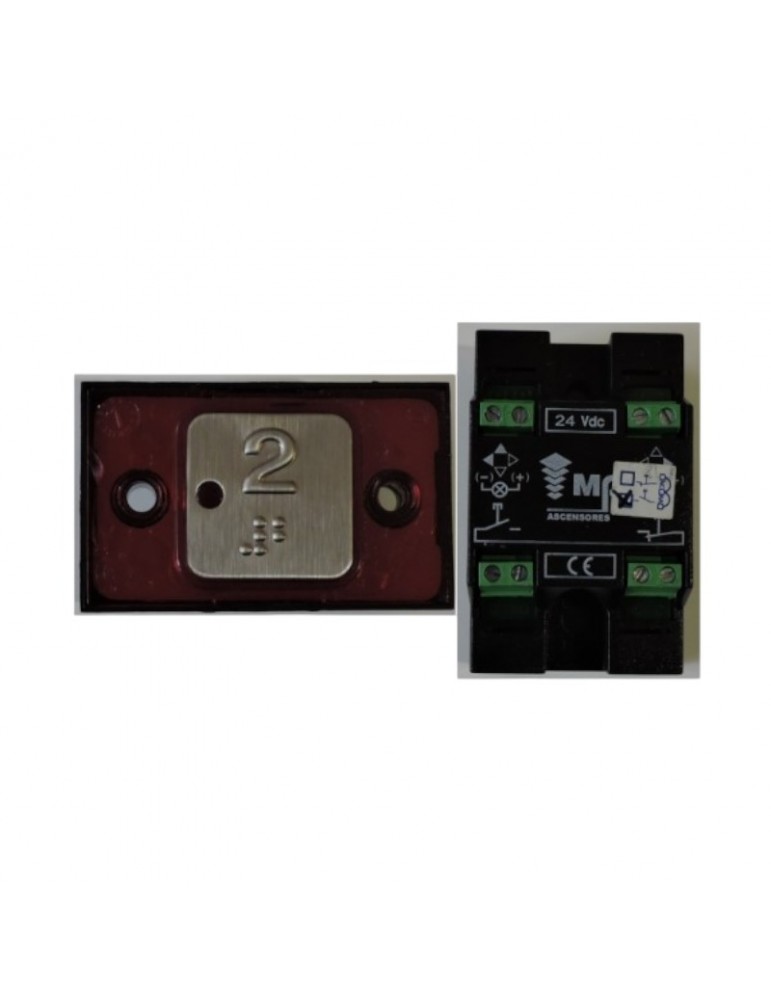2172PTBPR224_2 PULSADOR MP COMPAC T BRAILLE PILOTO ROJO 2 CONTACTOS 24V "2"