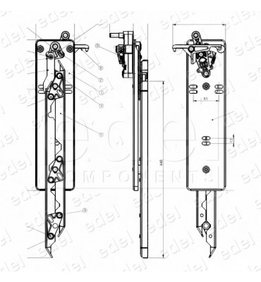 CSK-D010CI000 CONJUNTO PATIN MOVIL FERMATOR 40/10 VF 50/11 SIMETRICO DESPLAZADO 100MM APERTURA 83MM TELESCÓPICA IZQUIERDA