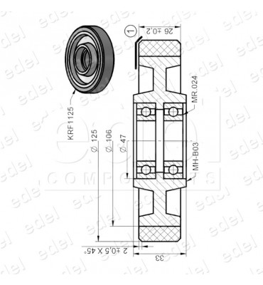 RUEDA MACLA 125X26MM PARA EJE 25MM