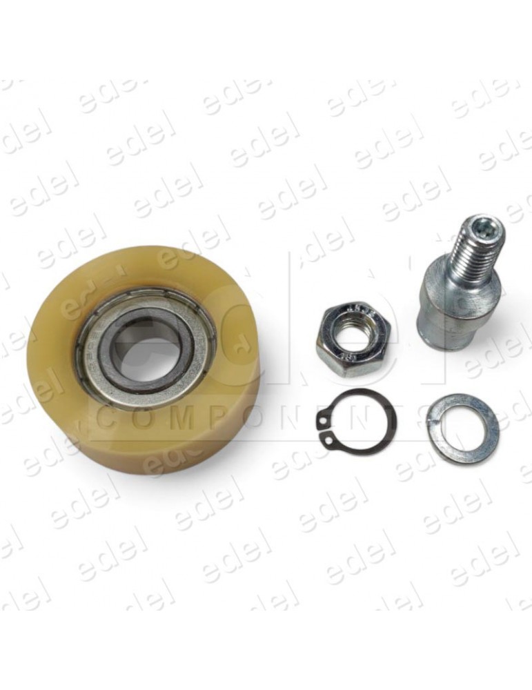 RUEDA HIDRAL MACLA CON COJINETE 50/15X18/11 6202ZZ + EJE CARRO + ANILLA EJE 15X1 + ARANDELA Y TUERCA M10