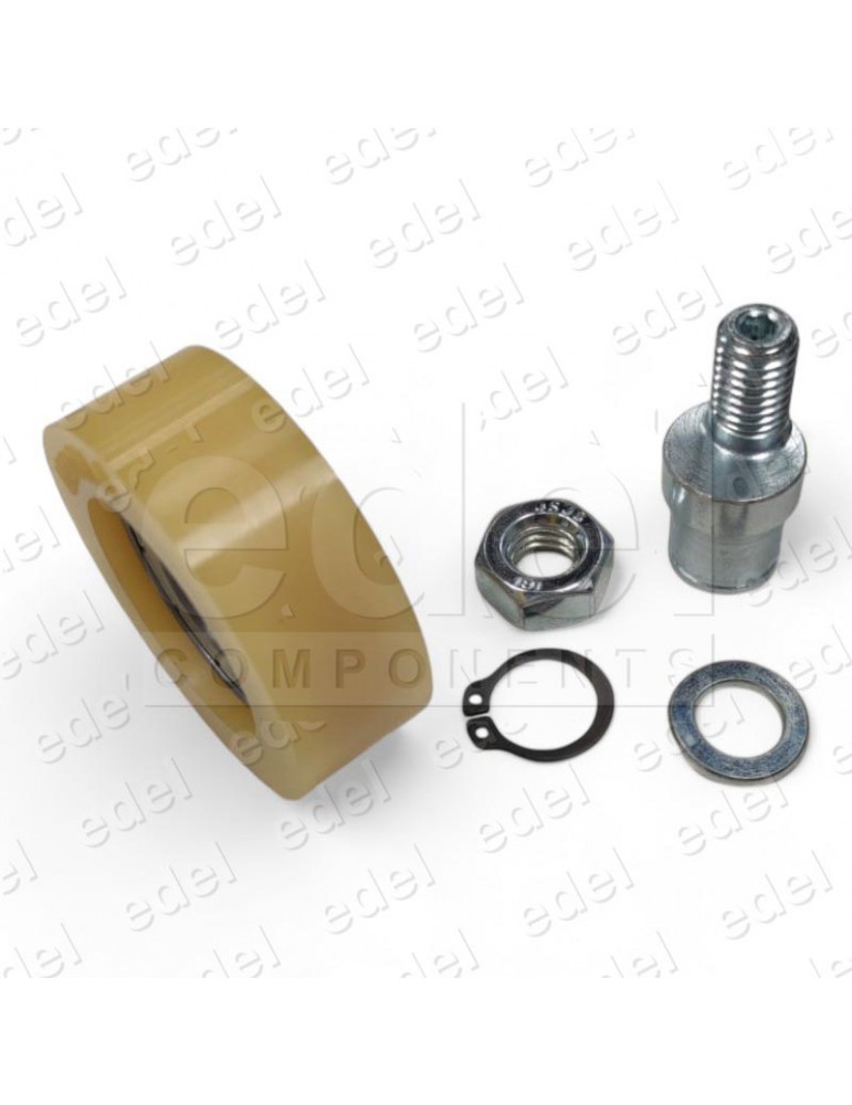 RUEDA HIDRAL MACLA CON COJINETE 50/15X18/11 6202ZZ + EJE CARRO + ANILLA EJE 15X1 + ARANDELA Y TUERCA M10