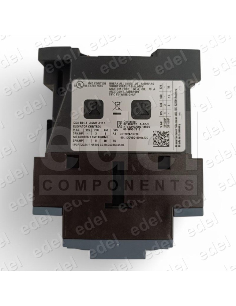 49300135 CONTACTOR SIEMENS SIRIUS AC3 12A 1NO+1NC 5,5kW 400V 3RT2024-1NF30