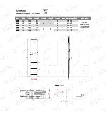 ESCALERA FOSO PLEGABLE SLIM L050 1845/2152 1NC/1NO