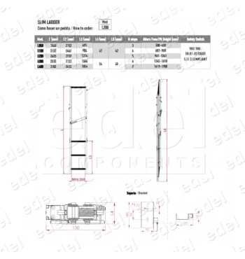 ESCALERA FOSO PLEGABLE SLIM L050 1845MM/2152MM 1NC/1NO 3 PELDAÑOS