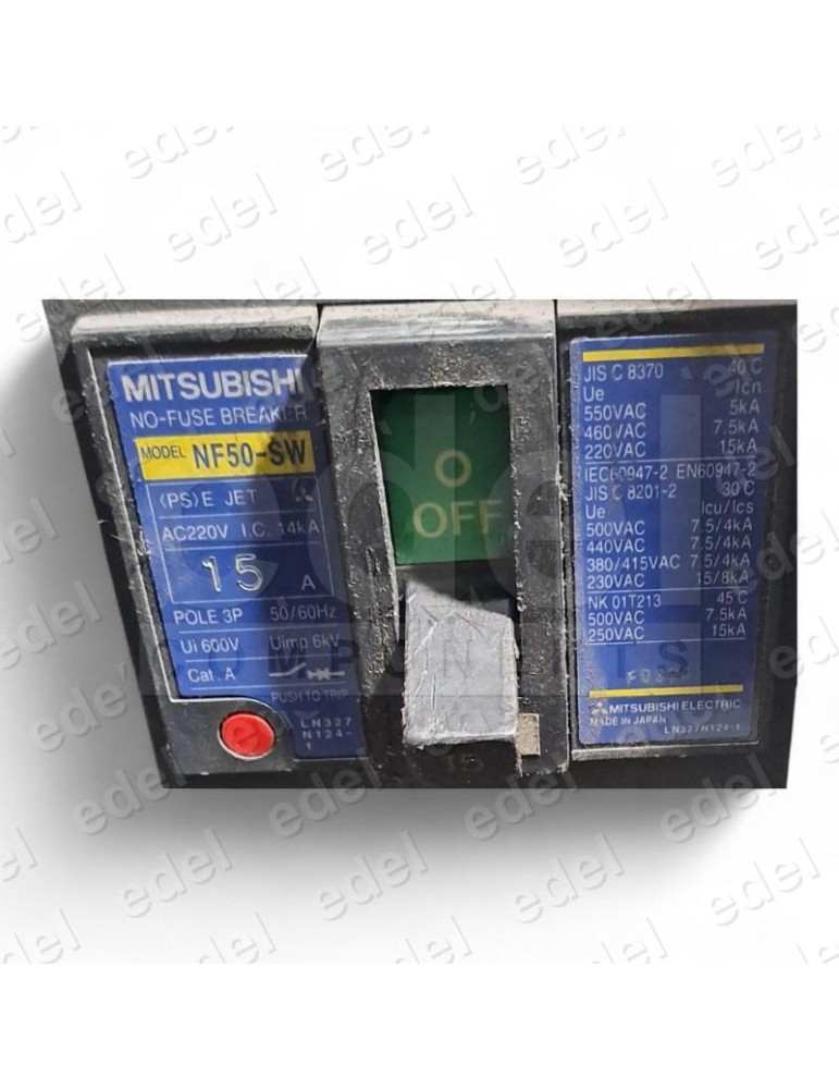 INTERRUPTOR MITSUBISHI MCBB NO FUSE BREAKER NF50-SW 15A 3P 220VAC