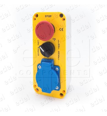 LAY5-JBES325 BOITE A BOUTONS STOP + SELECTEUR + PRISE SCHUKO