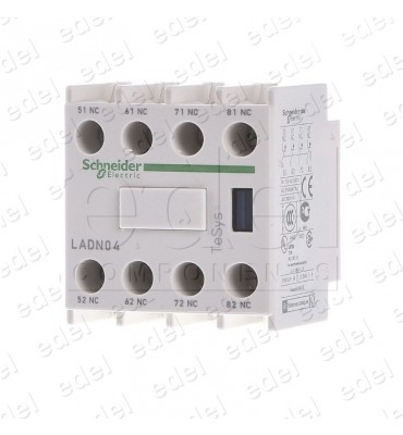 LADN04 AUX. BLOCK CONTACTOR SCHNEIDER TELEMECANIQUE 4NC FRONT.