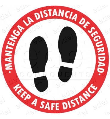 ADHÉSIF VINILE - DISTANCE DE SECURITÉE COVID-19 ESPAGNOL/ANGLAIS