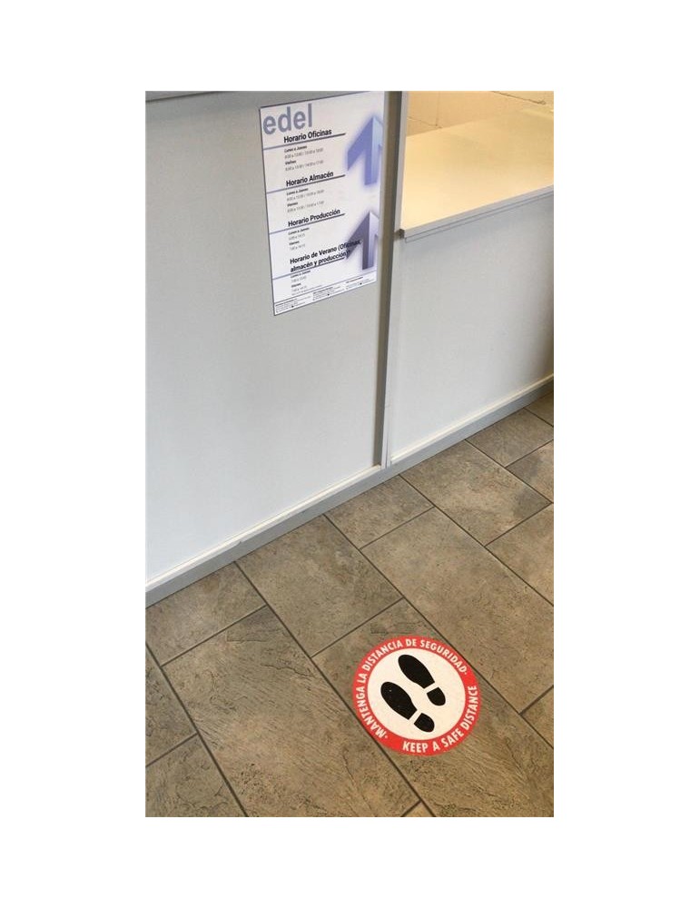 ADHESIVE VINILE - SECURITY DISTANCE COVID-19 SPANISH/ENGLISH
