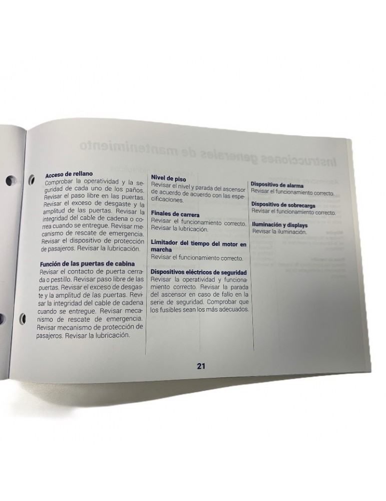 ELEVATOR MANTENIMENT BOOK