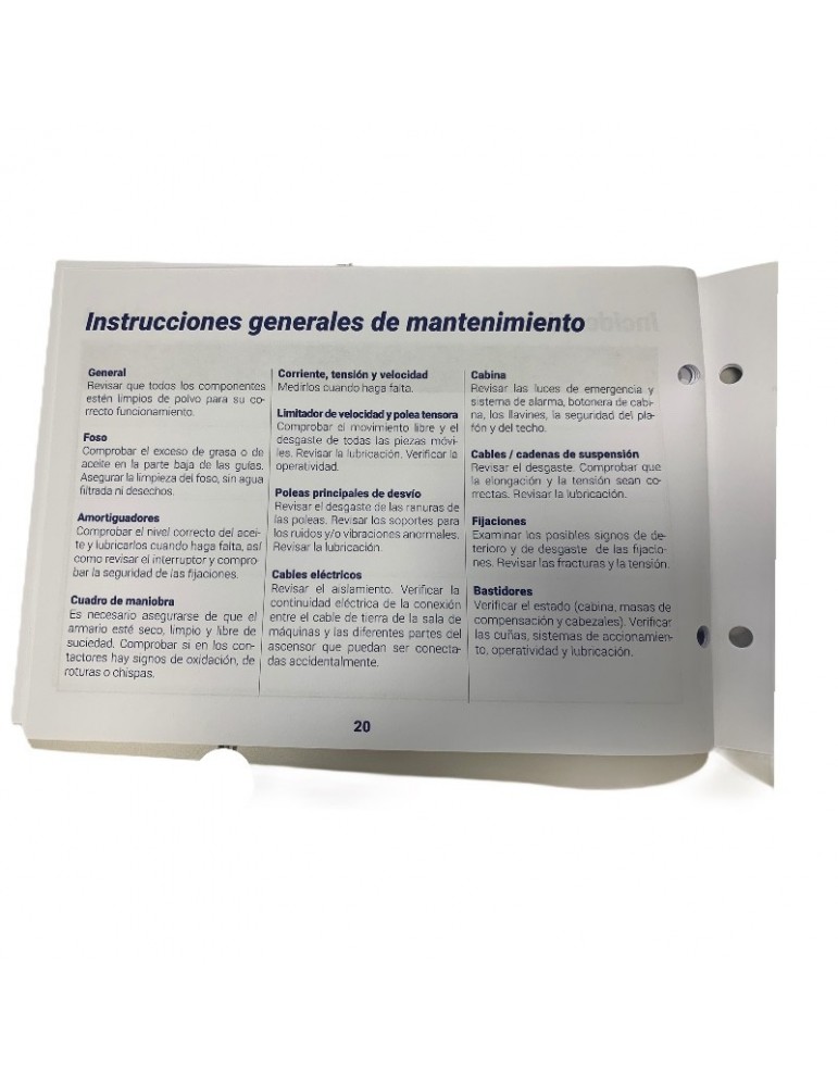ELEVATOR MANTENIMENT BOOK