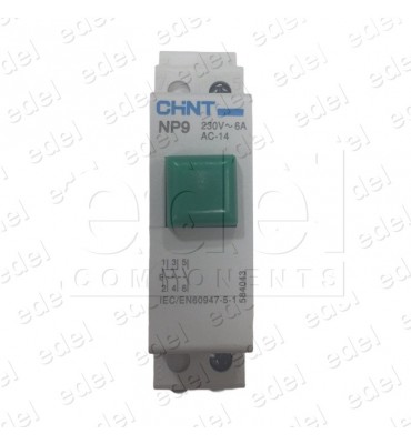 PULSADOR CARRIL DIN VERDE 2NA+1NC 230/6A