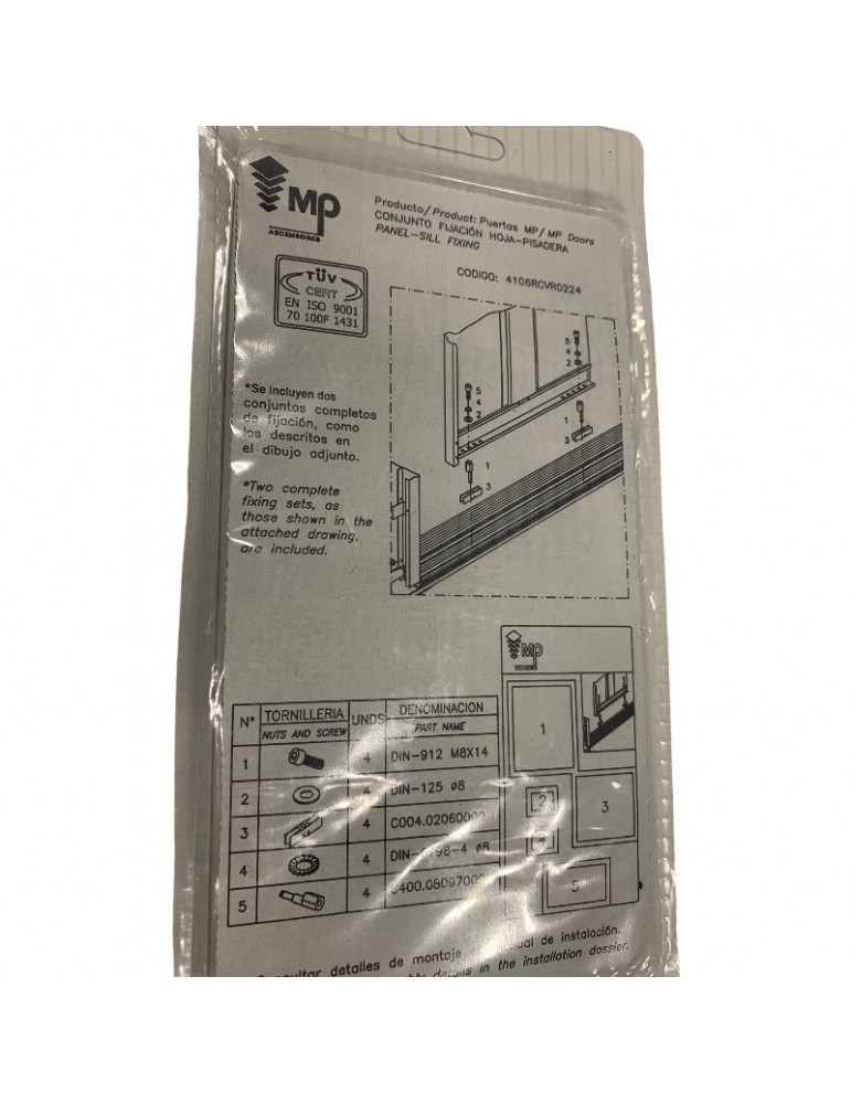 4106RCVR0224 KIT GUIDE SHOES DOOR MP MAC PUARSA WITH BOLT ( 4 UN. )