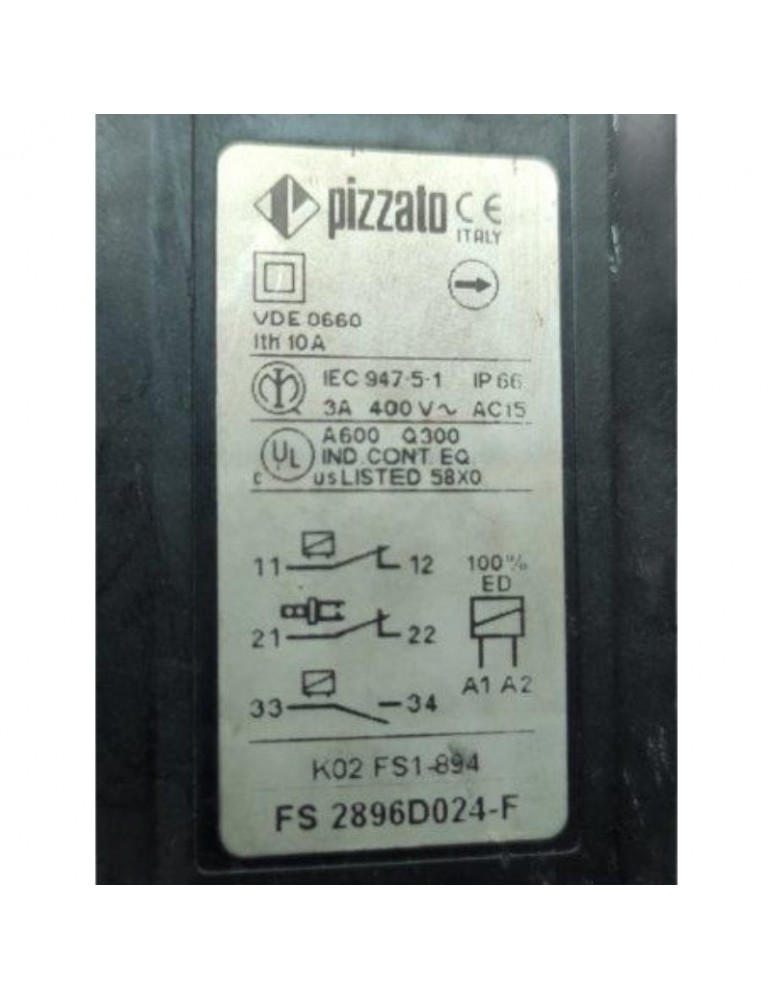 INTERRUPTOR SEG.PIZZATO CON SOLENOIDE 1NO+1NC