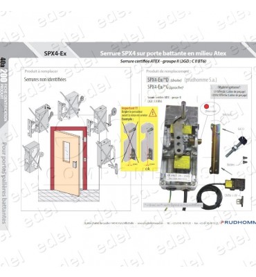 SPX4 CERRADURA PRUDHOMME ACCIONAMIENTO LATERAL MANO IZQUIERDA ANTI DEFLAGRANTE ATEX
