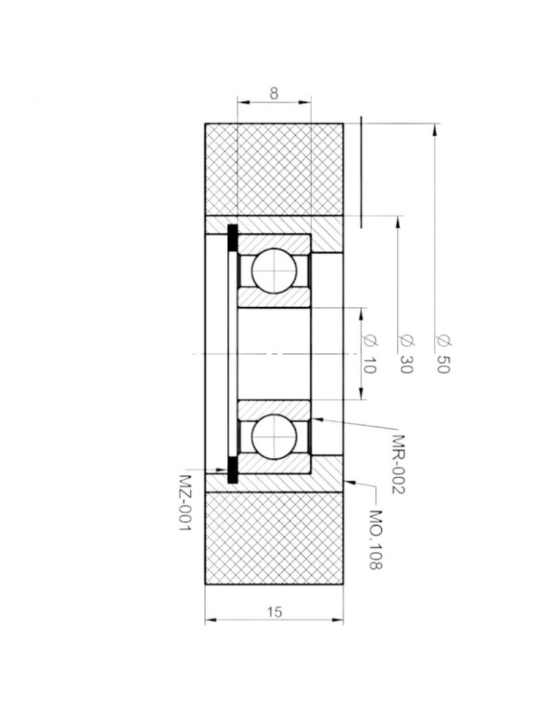 RUEDA MACLA 50/10x15MM SIN EJE