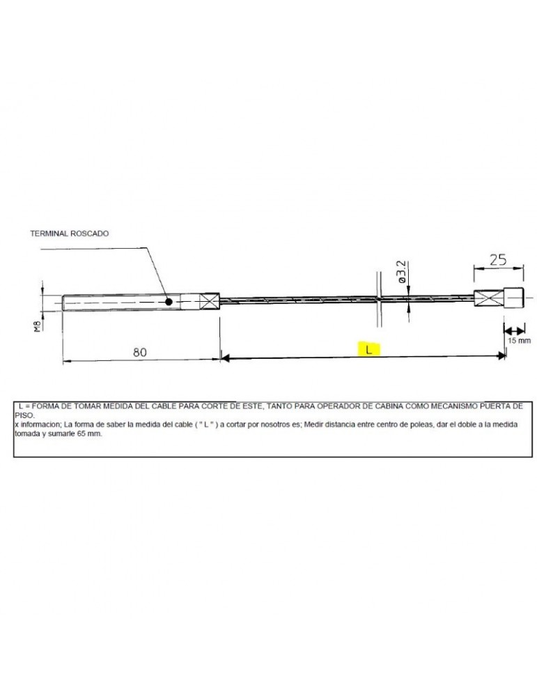 CABLE PUERTA CABINA SELCOM WITTUR L3245